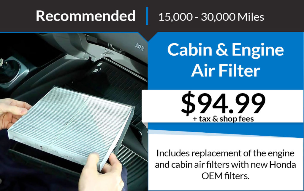 Honda Cabin & Engine Air Filter Replacement Service Special Coupon ...